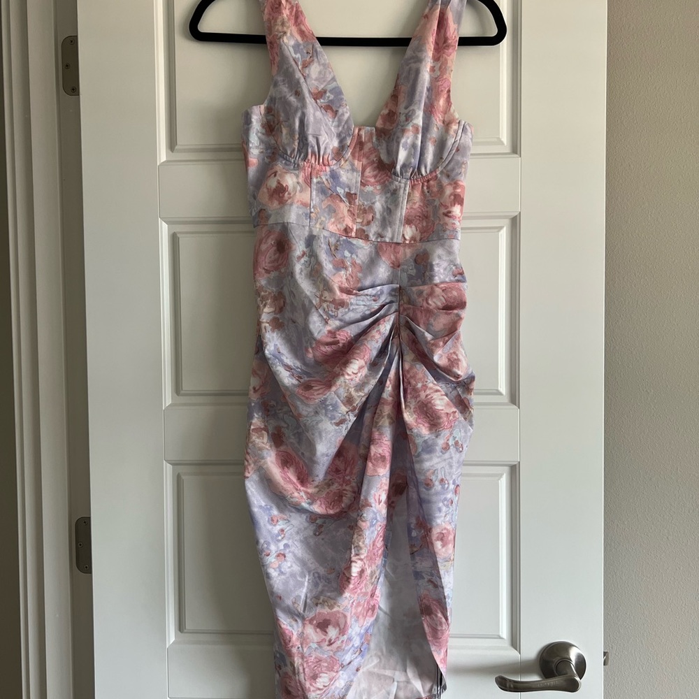 Ruched Floral MIDI Dress NWT